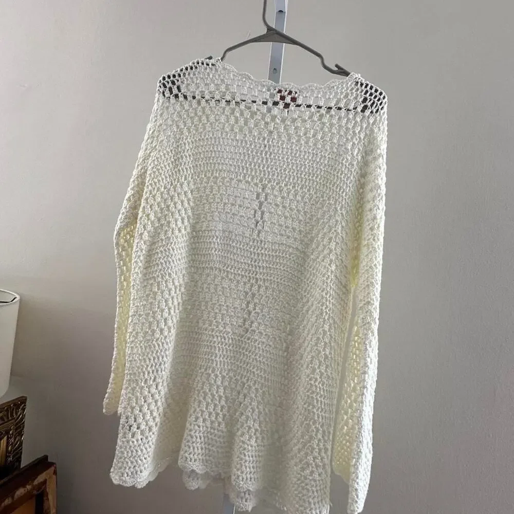 White crochet mini dress with